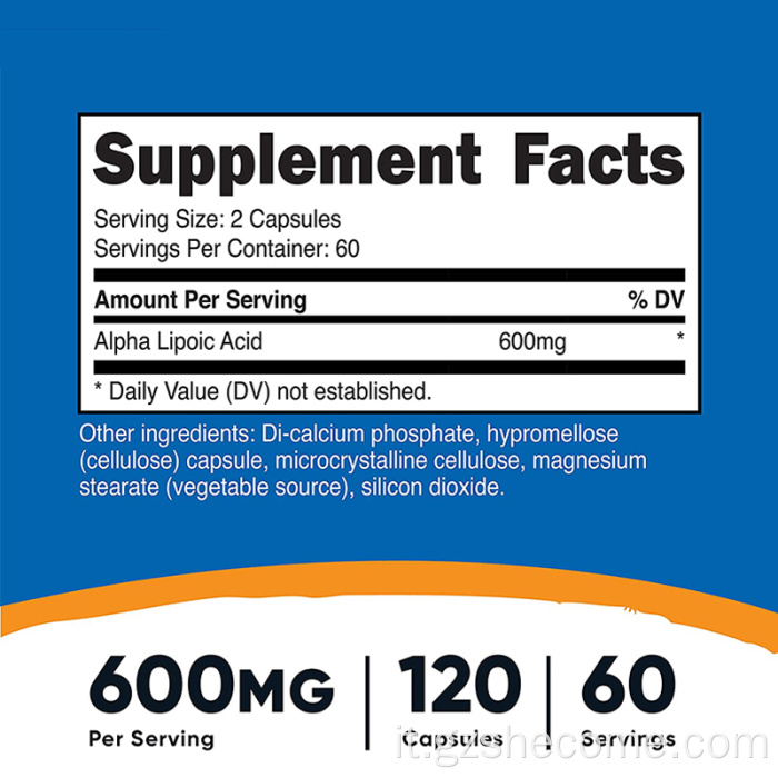 Supplementi di acido alfa lipoico con estratto di semi di uva